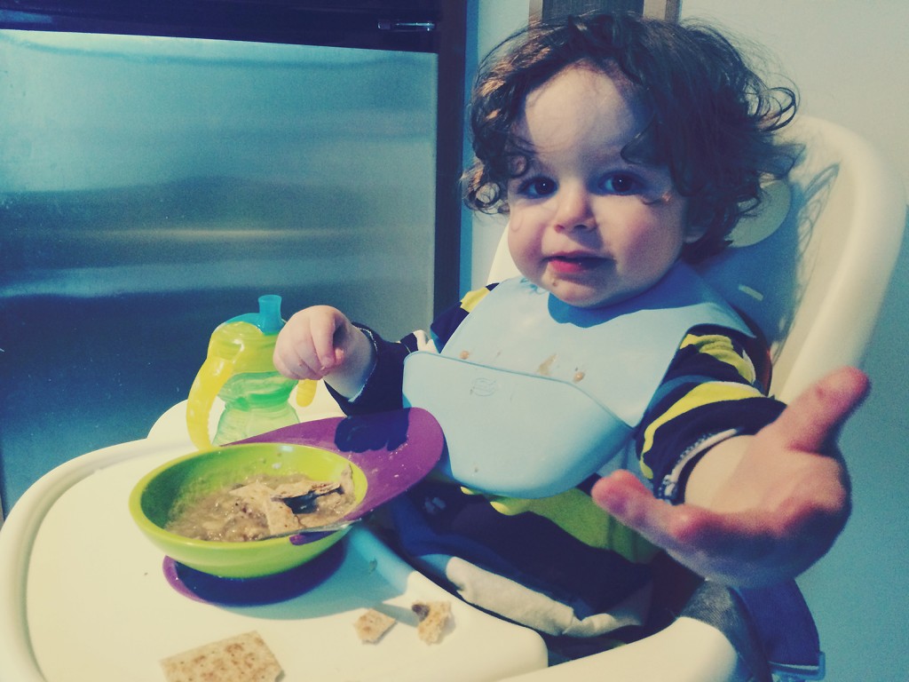 Fitz 1 year March 2015 eating high chair_2197